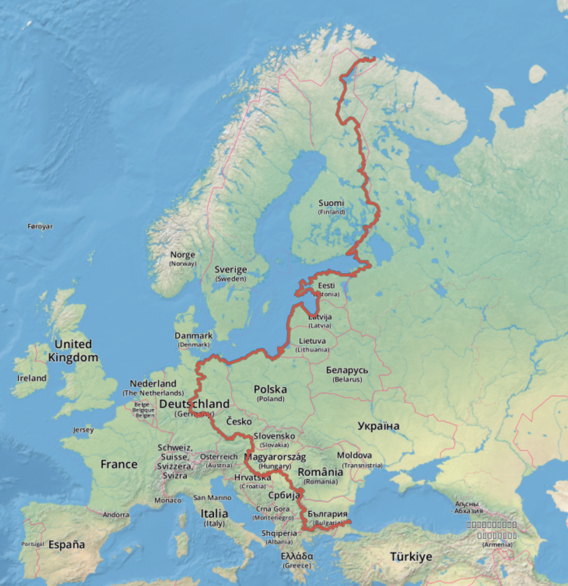 EuroVelo 13 Map